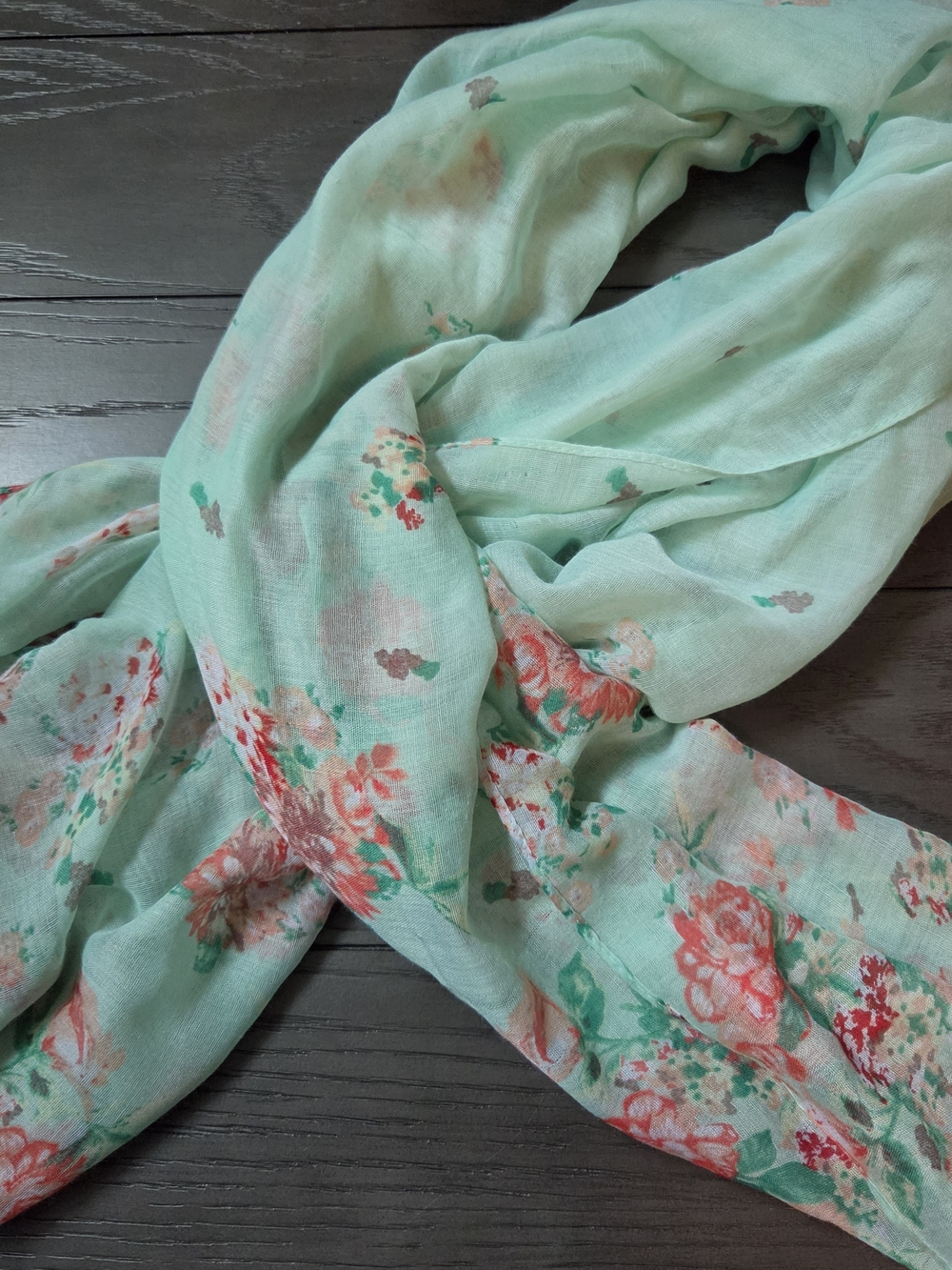 Floral Mint Lightweight Women's Scarf